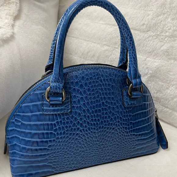 GUESS Blue Raffie Crocodile-Embossed Bag - Picture 3 of 5